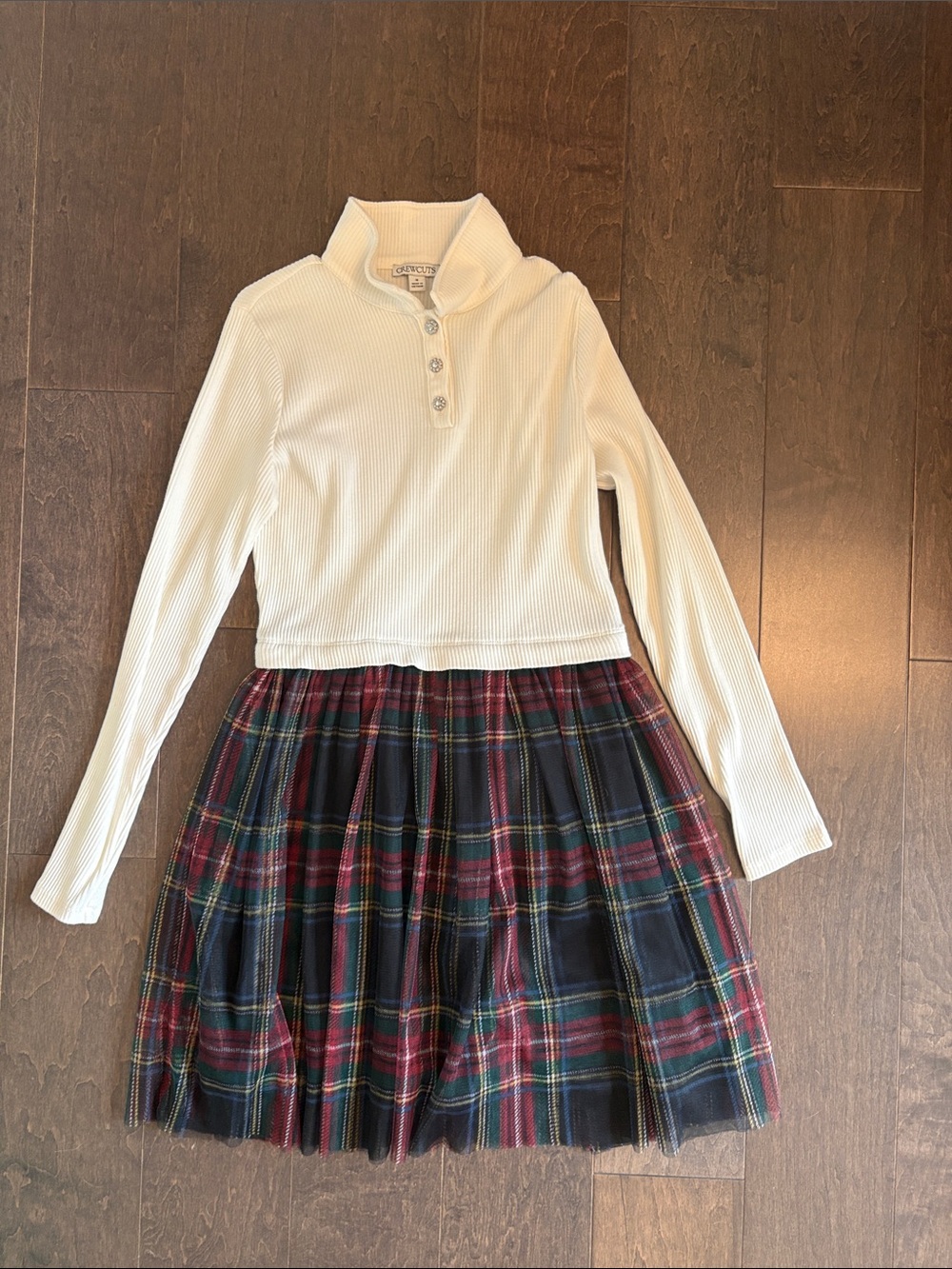 J. Crew Girls Navy, Red and Green Plaid Pleated Skirt